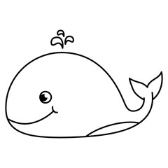 Coloring Page Outline of Cute Whale