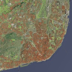 3D illustration of city and urban in Lisbon Portugal