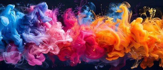 Vibrant ink explodes in water.