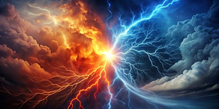 A fiery fusion of light and shadow illuminates the discordant harmony of contrasts, as a wispy cloud and