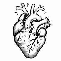 A broken heart with tiny pieces falling apart, Abstract Illustration