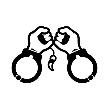 black hands holding handcuffs clip art preview