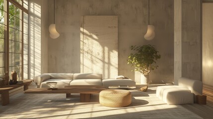 A spacious living room featuring large windows modern decor and abundant natural light creating a stylish and airy space