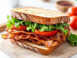 Classic BLT sandwich with crispy bacon, lettuce, and tomato, Fast food, fresh and simple