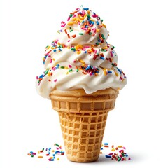 Ice cream cone with colorful sprinkles, Fast food, sweet treat
