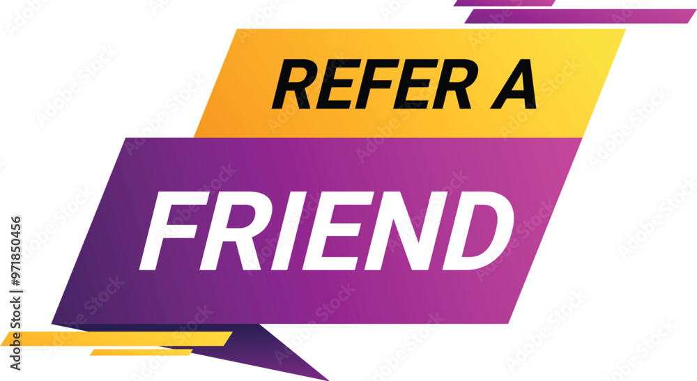 Poster gradient banner with abstract geometric shapes is announcing a referral program