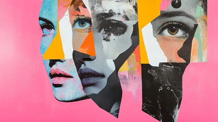 Abstract art with a woman's face with colorful paint overlays.
