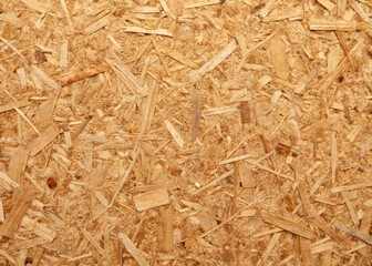 A close-up of a sheet of brown particle board, showcasing its textured surface and layered wood fibers, with