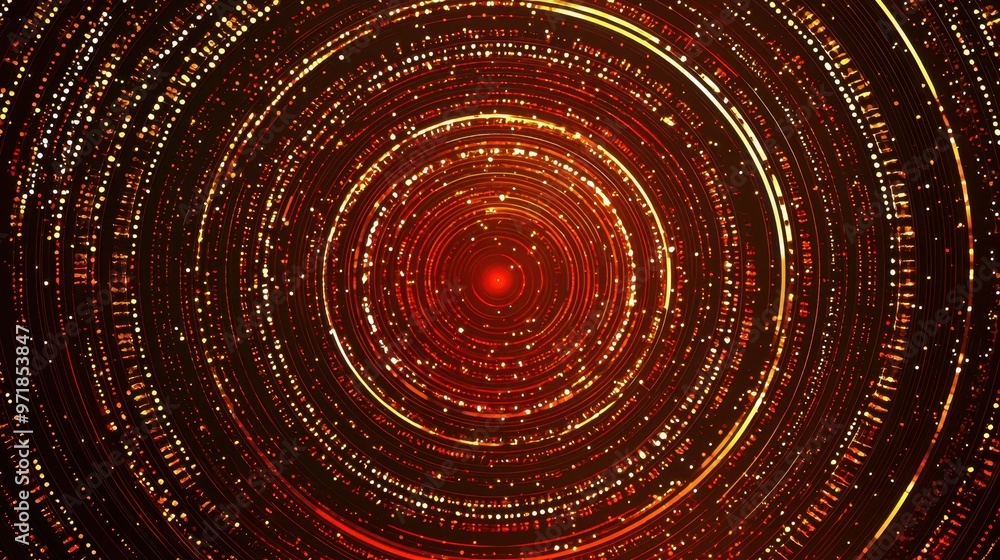 Poster abstract red and gold circular pattern background