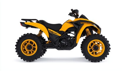Obraz premium Yellow ATV Quad Bike Off Road Vehicle Isolated White Background