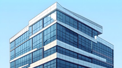 Fototapeta premium Modern Office Building with Blue Glass Windows