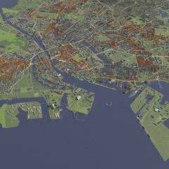 3D illustration of city and urban in Copenhagen Denmark