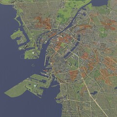 3D illustration of city and urban in Copenhagen Denmark