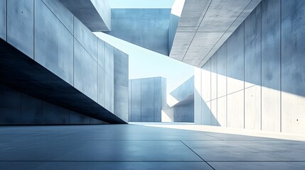 Abstract Geometric Concrete Structure with Light