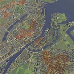 3D illustration of city and urban in Copenhagen Denmark