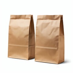 a paper coffee bags mockup blank, studio light , isolated on white background