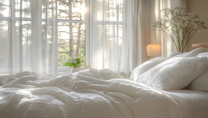 Modern bedroom with soft light.