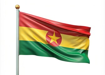 Fototapeta premium A horizontal tricolor of red, green, and red, with a golden yellow disc centered on the green stripe,