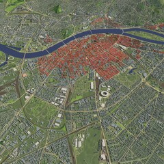 3D illustration of city and urban in Budapest Hungary