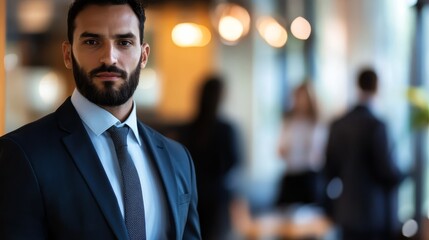 Fototapeta premium Confident Businessman In Suit Looking At Camera In Office