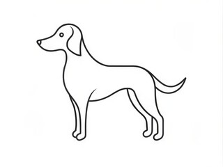 Fototapeta premium A minimalist, hand-drawn dog outline illustration in black and white, showcasing a stylized canine silhouette with