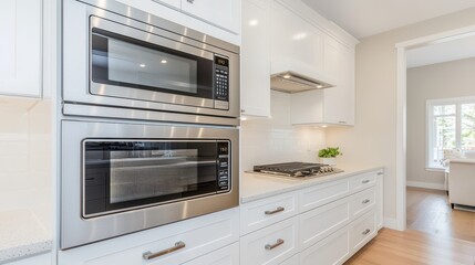 Fototapeta premium Modern Kitchen Interior with Stainless Steel Appliances