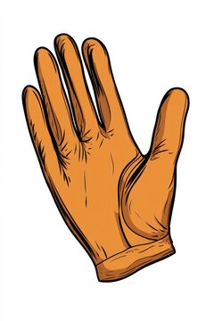 recommend clip art: Cartoon illustration of a glove with two fingers in a line art style