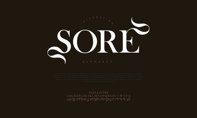 Sore typography beauty fashion elegant minimalist serif italic fonts decorative wedding vintage retro logos. Minimal luxury font alphabet logo. Vector illustration