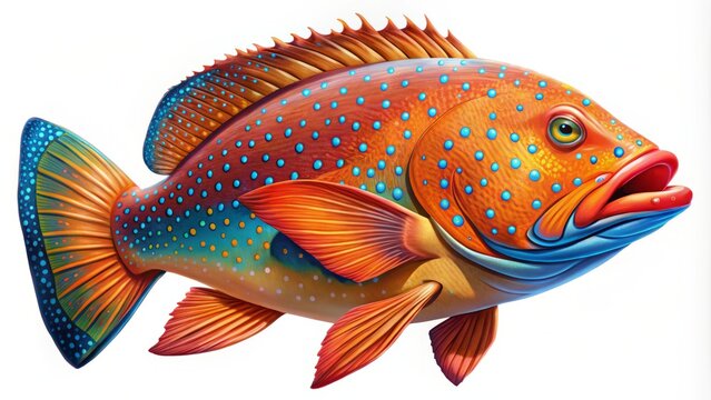 Delightful clip art of a coral trout, featuring intricately designed scales and a stunning color palette, perfect for