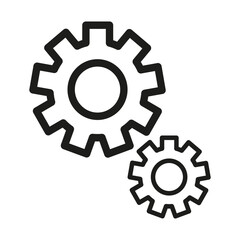 Gear icon. Mechanical cogwheel symbol. Industrial outline. Vector element.