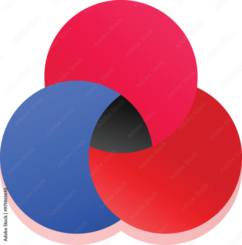 Poster three colorful circles are overlapping, creating a venn diagram with a shared space in the center