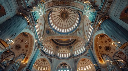 Naklejka premium the beauty of the mosque on top view.