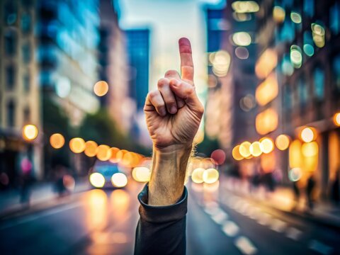 A solitary hand extends a defiant middle finger, symbolizing rebellion, frustration, or playful refusal, against a