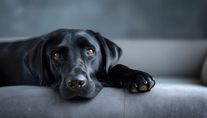 Labrador peeking around corner.