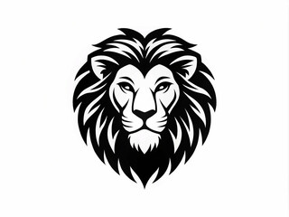 lion head icon, Black silhouette logo of a lion's head isolated on a white background for a bold elegant look