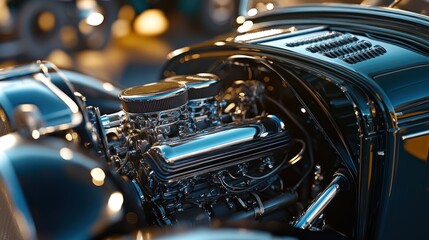 Classic Car Engine Closeup