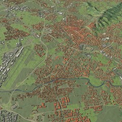 3D illustration of city and urban in Bergamo Italy