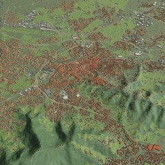 3D illustration of city and urban in Bergamo Italy