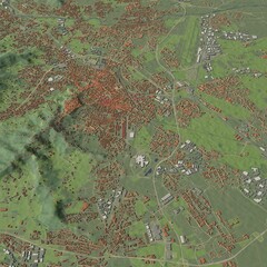 3D illustration of city and urban in Bergamo Italy