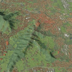 3D illustration of city and urban in Bergamo Italy