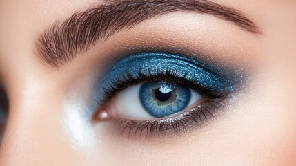 Obraz premium Closeup of Blue Eyes with Makeup