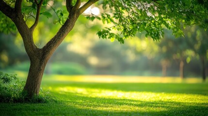 Obraz premium Tranquil Tree in a Lush Meadow