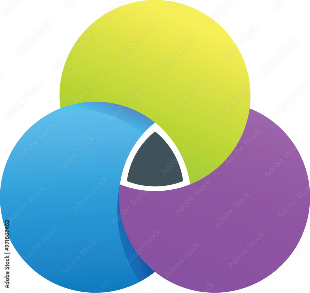 Poster three vibrant circles are interlocking, creating a colorful abstract design