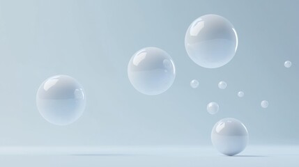 Floating Transparent Bubbles in Serene Minimalist Atmosphere