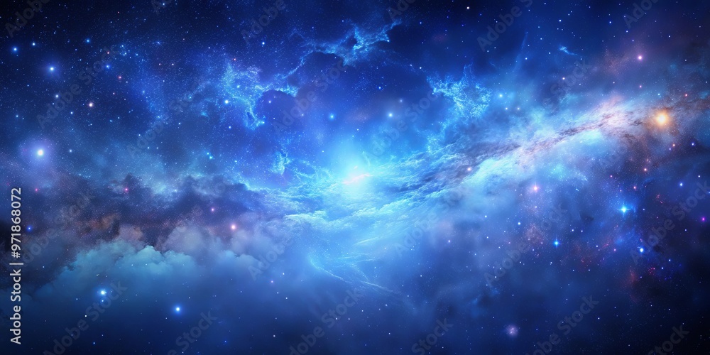 Wall mural abstract indigo galaxy sky with mysterious and enchanting vibes