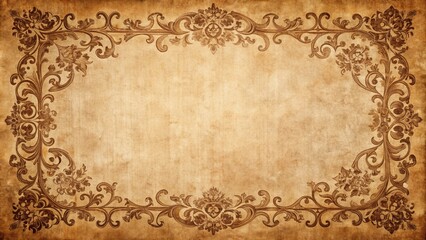 Vintage retro rustic antique paper with victorian ornament frame background style for creative projects