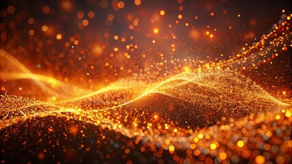 Naklejka premium Abstract orange electro particles flowing in a trendy background texture