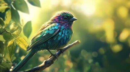 Obraz premium A Vibrant Bird Perched on a Branch