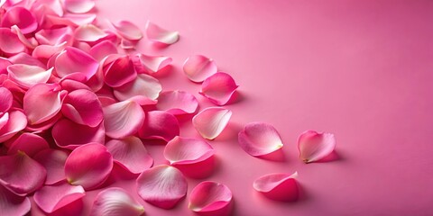 Obraz premium Pink rose petals scattered on a vibrant pink background