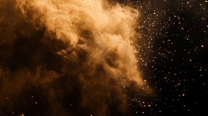 Dynamic Digital Art of a Dust Cloud with Sand Particles on Black Background – Evoking an Underwater Explosion Effect